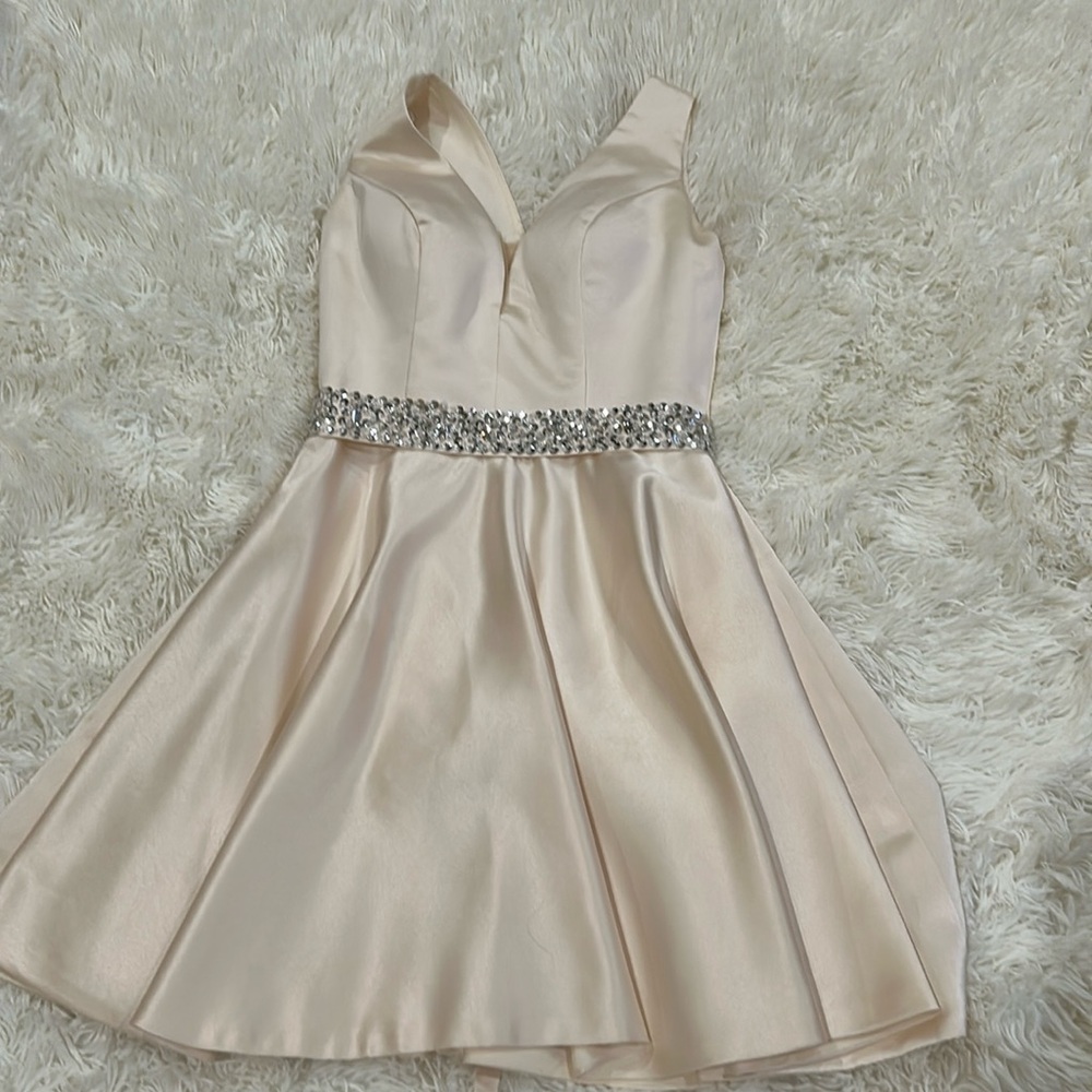 Women’s Mini Cream Satan Dress